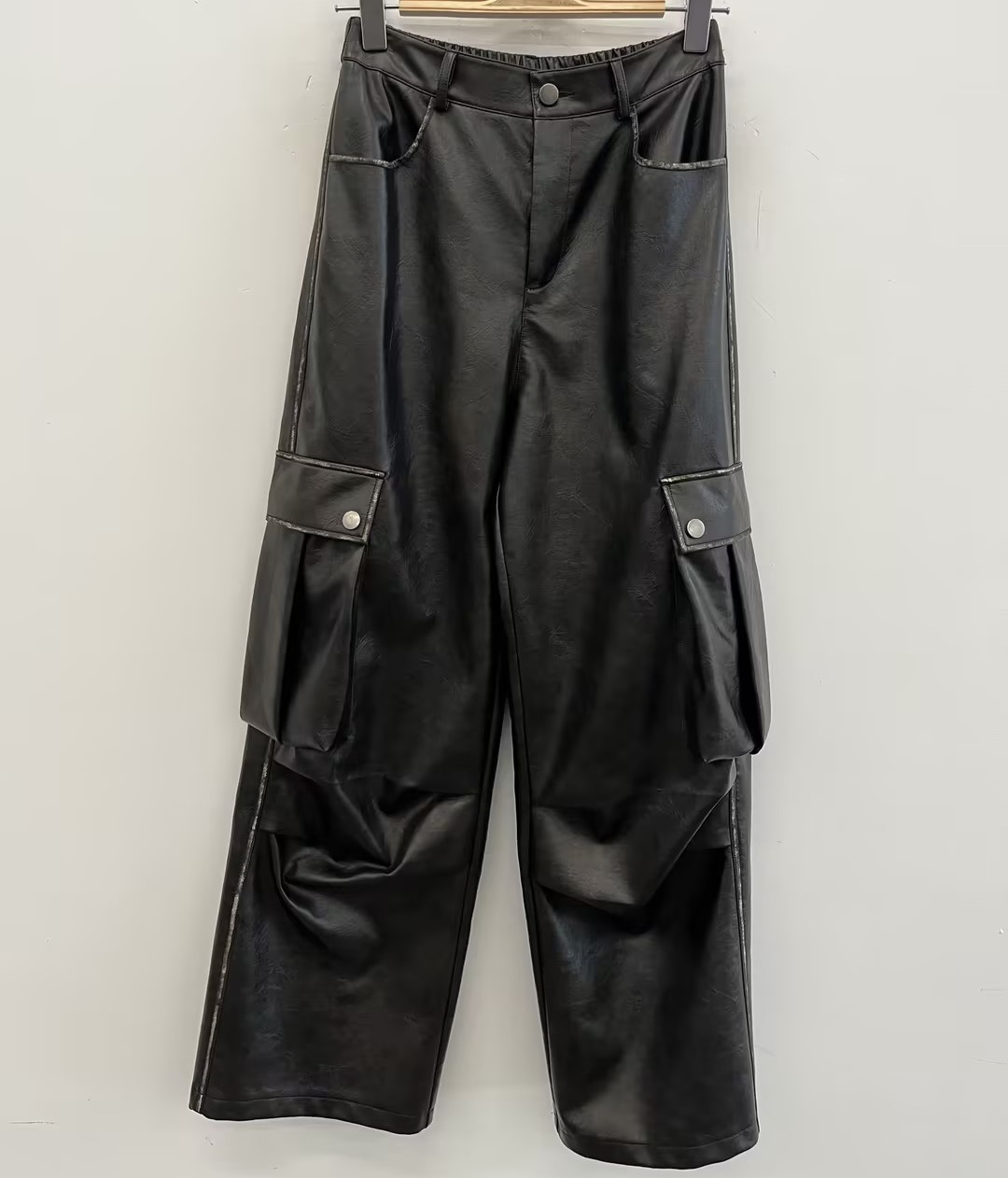 NZB一粒扣后腰橡筋皮料休闲裤40820（黑） 秋季 143160060321