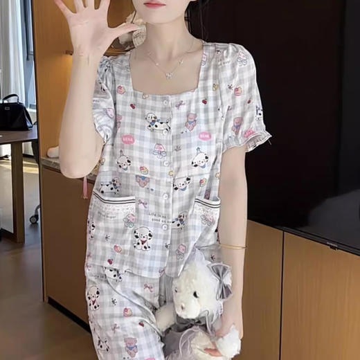 裁缝学苑AQ392休闲柔软透气睡衣女可爱显瘦小狗带胸垫可外穿家居服 商品图3