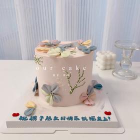 马卡龙色系刮刀花蛋糕-低糖处理无添加