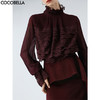 【限时秒杀】COCOBELLA精致女人味优雅多层蕾丝衫赫本风长袖衬衫LC7028-2 商品缩略图1