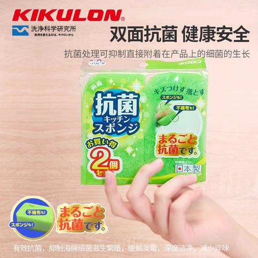 KIKULON/吉酷隆抗菌尼龙厨房高档酒具清洗百洁布去污家用绿色海绵 商品图1