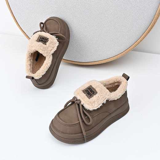 经典鲨2024年冬季款百搭圆头时尚加绒加厚保暖平底雪地靴女KW323-D58061 商品图3