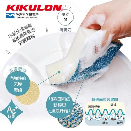 日本kikulon厨房专用抗菌百洁布洗碗刷碗海绵去污不伤锅魔力擦 商品图1