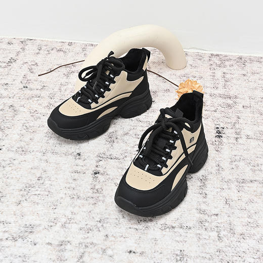 经典鲨2024年冬新款时尚拼色系带加绒保暖平底休闲跑步鞋女KW317-D58011 商品图5