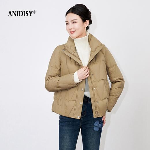 90白鸭绒立领长袖拉链单排扣短款羽绒外套 商品图1