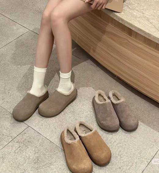 懒人必备  油叽叽系列  小土豆  平底毛毛半拖  皮毛一体雪地靴 商品图0