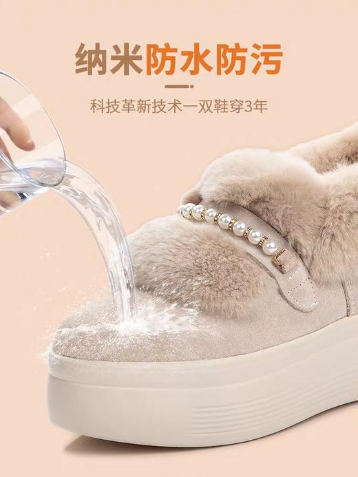 冬季新款加绒棉鞋新款雪地靴女士真毛高跟真皮内增高女鞋单鞋 商品图4