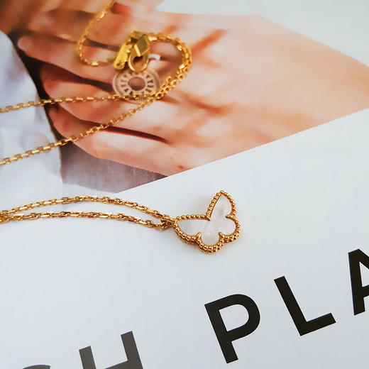 【95新】VCA梵克雅宝Sweet Butterflies系列VCARF69300 18K黄金白贝母蝴蝶项链链长约40cm女士现售价：7200！151124TJ10 商品图4