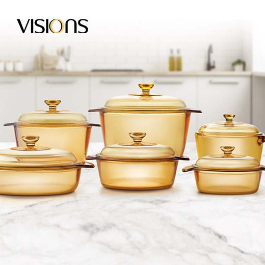 康宁晶焰系列双耳透明锅耐热玻璃汤锅琥珀色可视化煮锅炖锅3L 商品图3