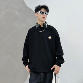 半身缘男装 冬季加绒美式宽松衣脚抽绳加绒卫衣03850