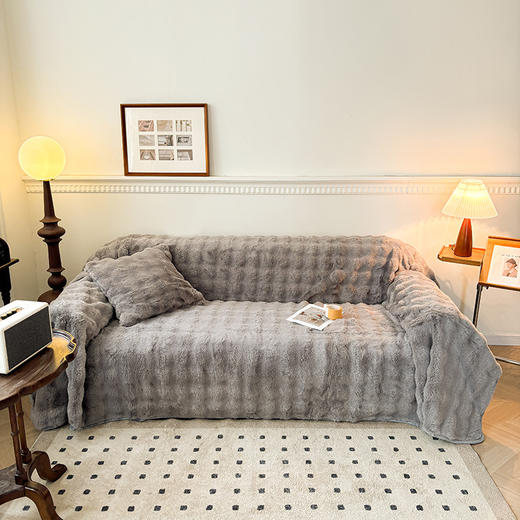 【柔暖直达心底，贵妇级皮草绒兔毛沙发毯】新款A类贵妇级皮草绒兔毛沙发毯 冬季加厚轻奢高级毛绒毛毯子-QQ 商品图7