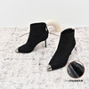 经典鲨2024年冬季新款优雅尖头加绒细高跟气质及踝时装靴女KC19-D58231 商品缩略图1