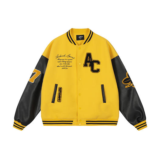 【苏新皓同款】美式复古撞色棒球服外套毛巾绣新款飞行员夹克潮 商品图1