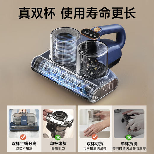 【小家电】德国蓝宝除螨仪大吸力床上吸尘器高频拍打家用紫外线杀菌吸除螨虫床铺上用沙发除毛手持除螨一体机 CM01 HF 商品图5