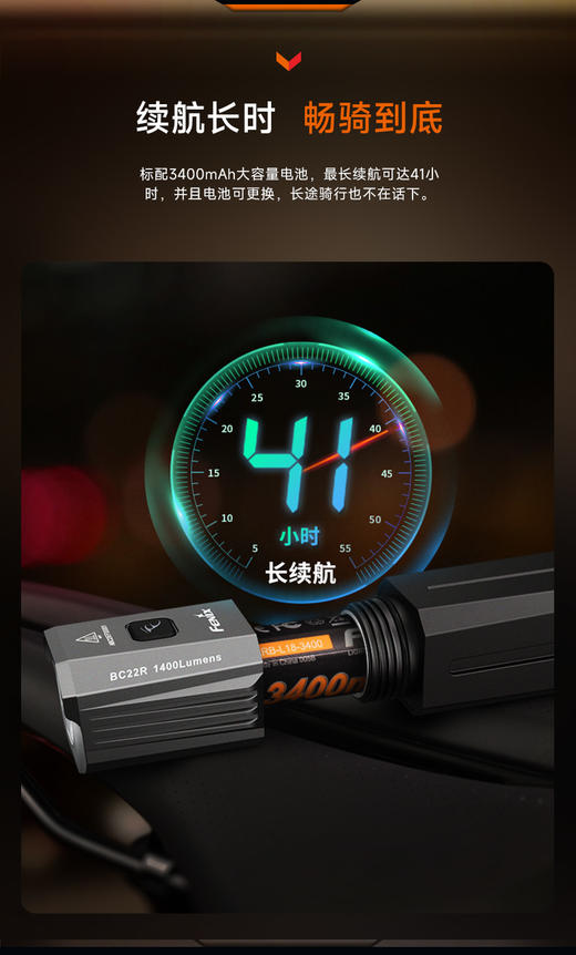 菲尼克斯BC22R长续航灯强光充电超亮车前骑行灯快拆公路车灯 商品图6