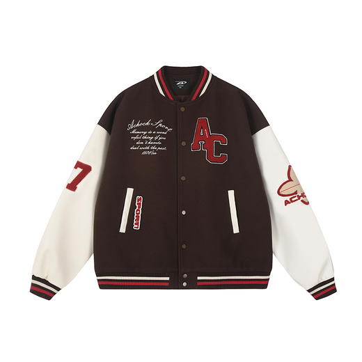 【苏新皓同款】美式复古撞色棒球服外套毛巾绣新款飞行员夹克潮 商品图3