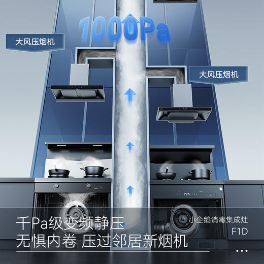 凯度小企鹅集成灶F1D餐具消毒碗柜家用一体变频燃气烟灶 商品图4