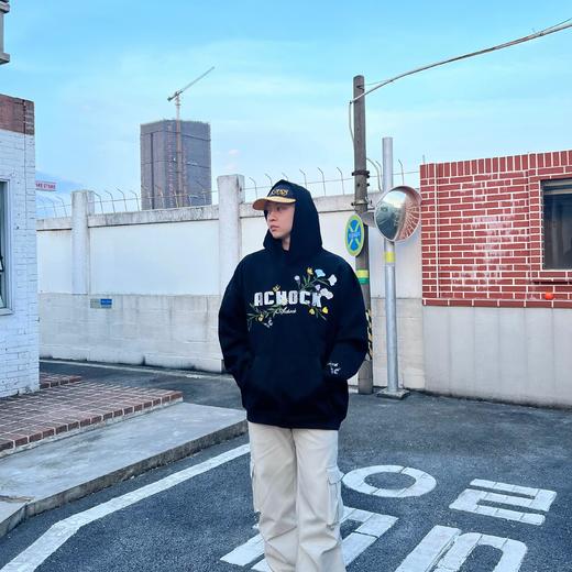 【Achock官方店】潮牌重磅花卉字母刺绣美式街头宽松连帽加绒卫衣 商品图4