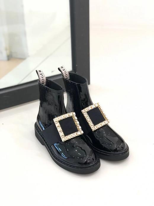 高级感水钻方扣短靴 商品图0