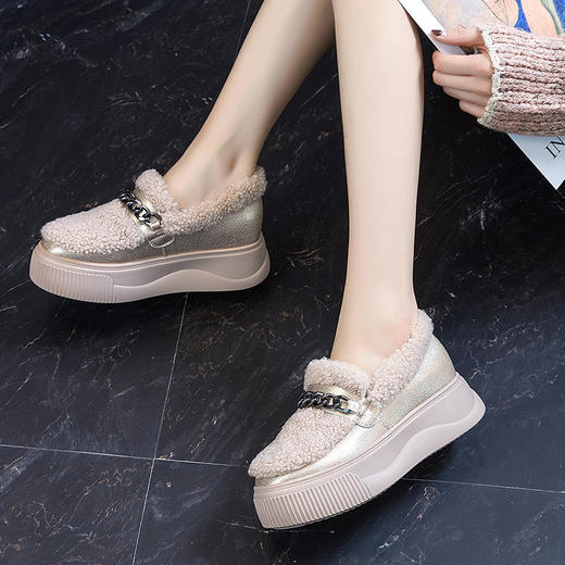 冬季运动单鞋松糕内增高厚底高跟雪地靴真皮真毛女鞋棉鞋 商品图4