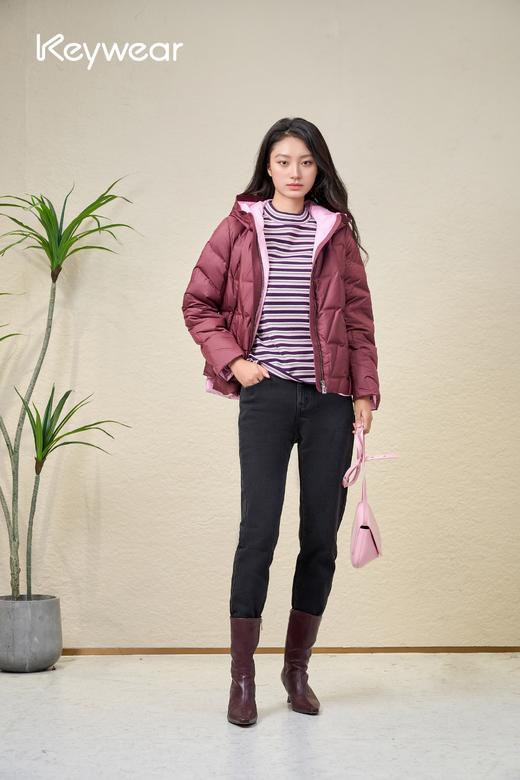 奇威拼色压胶连帽羽绒服0AF04346 商品图1