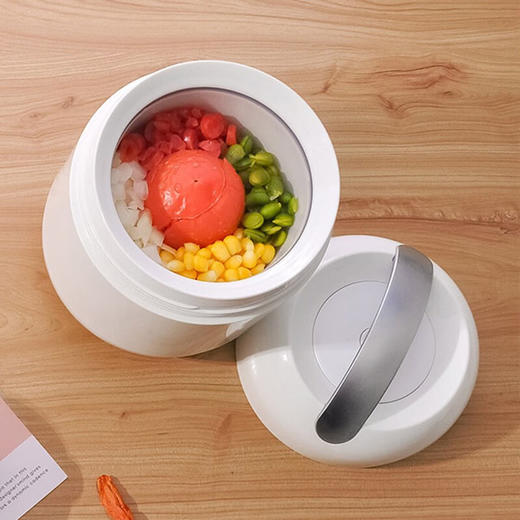 【6F】多样屋UKA玻璃内胆焖烧杯女保温饭盒桶婴儿辅食闷烧壶罐煮粥微波炉加热 白色 1L 商品图3