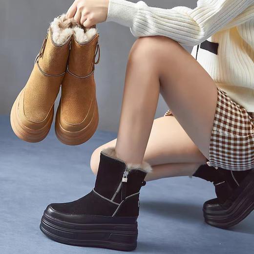 冬季女款加毛雪地靴新款加厚棉鞋厚底保暖内增高防寒短靴 商品图6