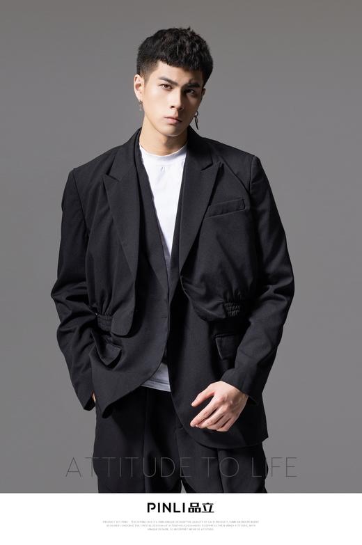 PINLI品立裁魂秋季新款假两件西服外套潮牌时尚男士休闲西装BC241206064 商品图6