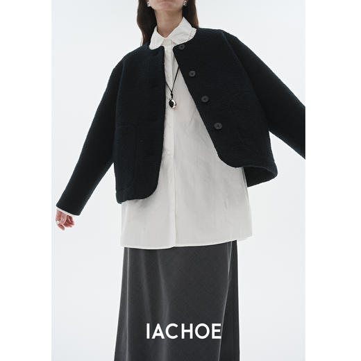 棉仓3561566002-秋冬新款澳洲jin口三色圈圈羊毛呢外套  通勤保暖短外套 商品图3