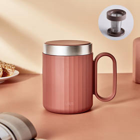 【6F】多样屋UKA保温茶水分离泡茶杯非陶瓷带盖办公室带手柄保冷水杯礼物定制 砖红(含茶漏）