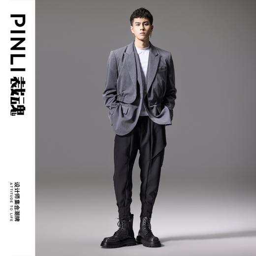 PINLI品立裁魂秋季新款假两件西服外套潮牌时尚男士休闲西装BC241206064 商品图8