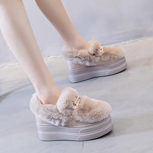 冬季高跟加绒棉鞋新款雪地靴女士真毛外穿内增高女鞋冬鞋 商品图3