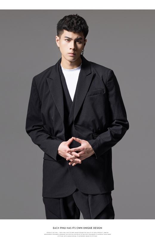PINLI品立裁魂秋季新款假两件西服外套潮牌时尚男士休闲西装BC241206064 商品图0