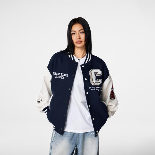 【Achock官方店】复古刺绣夹克外套情侣2024新品美式棒球服男女潮 商品图1