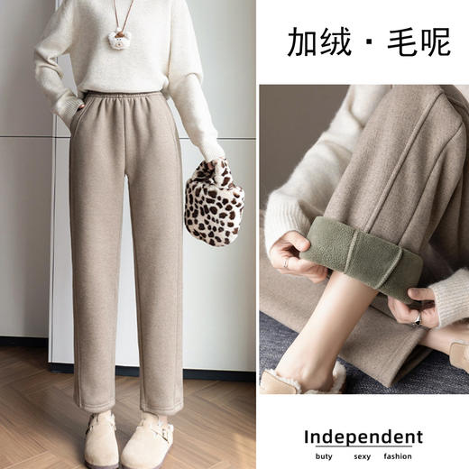 冬季新款加绒休闲裤加厚哈伦裤毛呢小脚裤高腰显瘦铅笔裤 商品图2