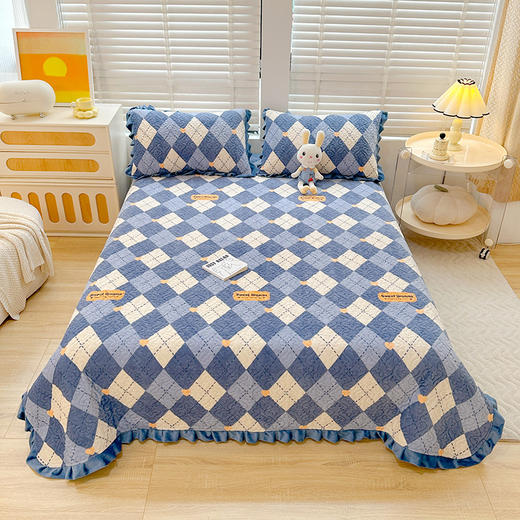 【牛奶绒床盖，温暖你生活の花边床单~】冬季新款牛奶绒宝宝绒床盖三件套 夹棉绗缝小花边 加厚保暖床上用品-QQ 商品图7