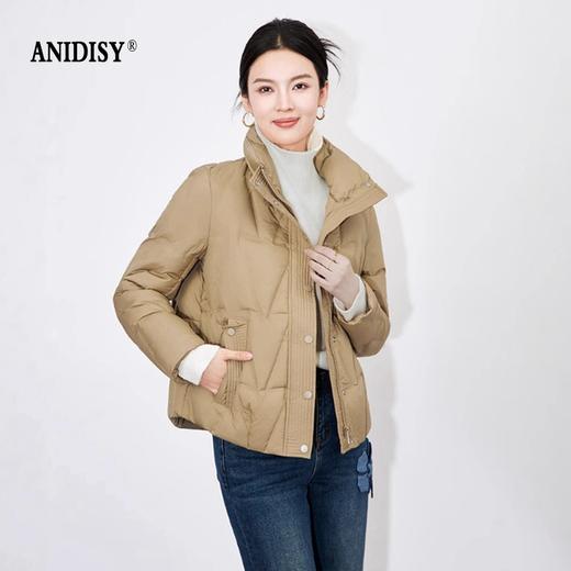 90白鸭绒立领长袖拉链单排扣短款羽绒外套 商品图0