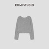ROMI STUDIO“格雷优雅”100棉V领磨毛抓绒卷边长袖T恤 RW24ASM0018 商品缩略图1