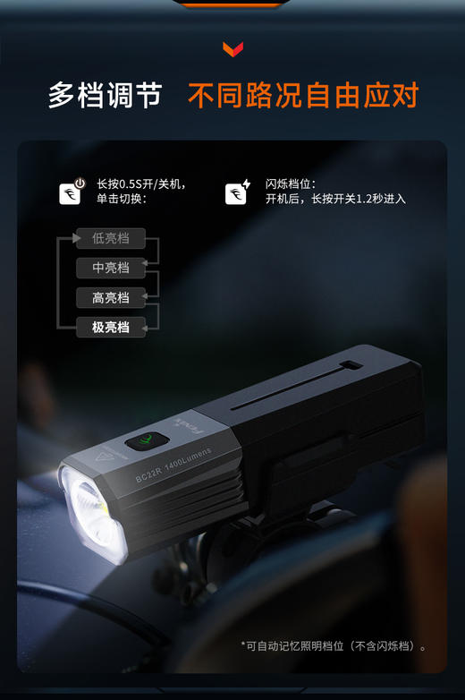菲尼克斯BC22R长续航灯强光充电超亮车前骑行灯快拆公路车灯 商品图7