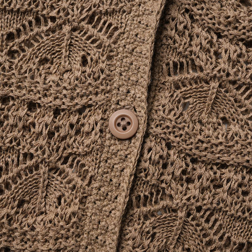 ROMI STUDIO“写意针织”5针亚麻棉混纺桃花针镂空针织开衫24SSM970 商品图2