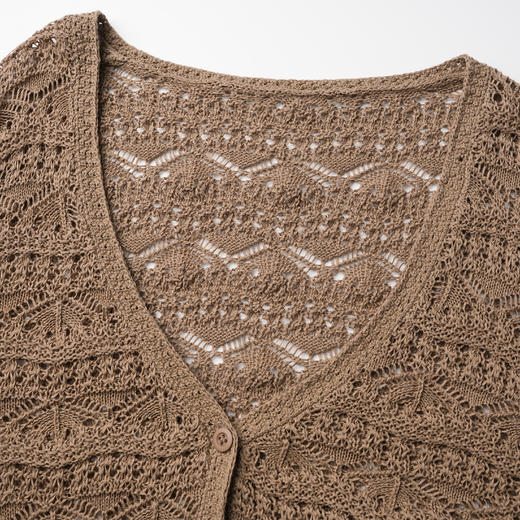 ROMI STUDIO“写意针织”5针亚麻棉混纺桃花针镂空针织开衫24SSM970 商品图1