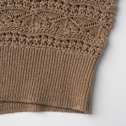 ROMI STUDIO“写意针织”5针亚麻棉混纺桃花针镂空针织开衫24SSM970 商品图3