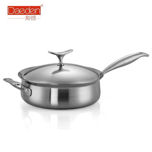 德国戴德 18/10不锈钢单柄煎锅五层钢少油烟平底锅24cm 商品图1