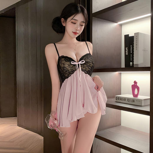 黑蕾桃桃纯欲私房风睡裙7824 商品图1