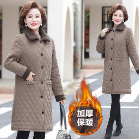 J6110妈妈保暖秋冬新款棉衣外套中长款加绒加厚棉服洋气中老年大码棉袄