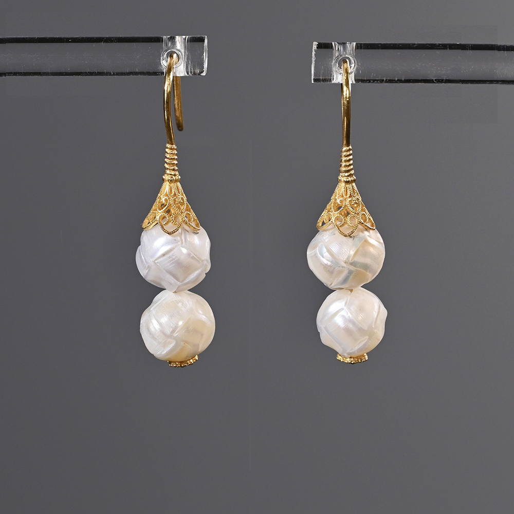 宫廷后妃像同款珍珠“福禄”耳环