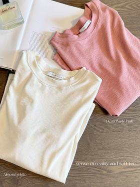 草莓燕麦奶 强烈建议2色入!! 超好穿的兰精天丝棉针织tee/打底衫 橡皮粉/杏仁白