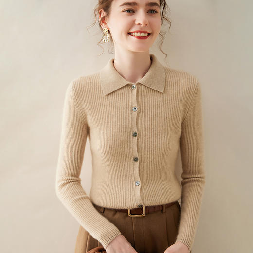 纤束马抽条衬衣领羊绒衫 NZ-604 商品图1