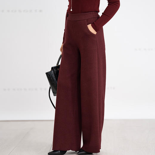 YBY 3910C49时髦羊毛呢阔腿裤裙厚款宽松大脚裙裤靴裤 商品图1