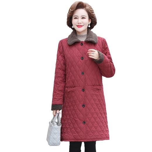 J6110妈妈保暖秋冬新款棉衣外套中长款加绒加厚棉服洋气中老年大码棉袄 商品图4